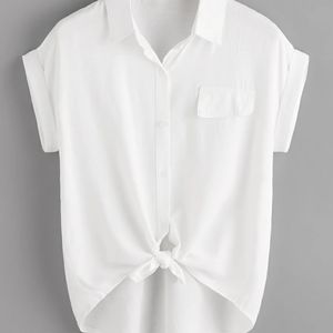 Knotted Self-Tie Button-Front Shirt